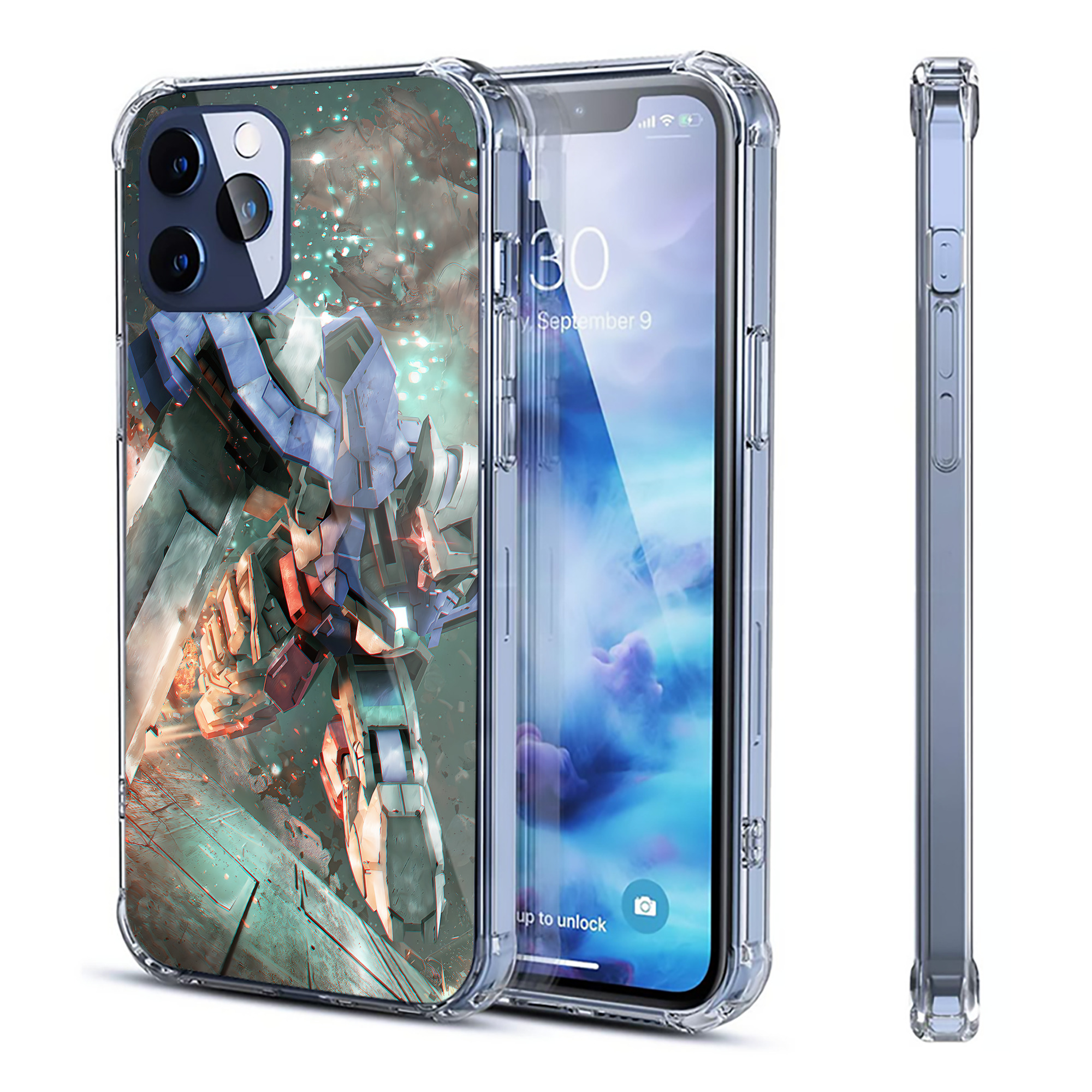 （画像用） 機動戦士ガンダム Mobile Suit Gundam 【iPhone 12シリーズ対応】透明スマホケース（クリアソフトケース）